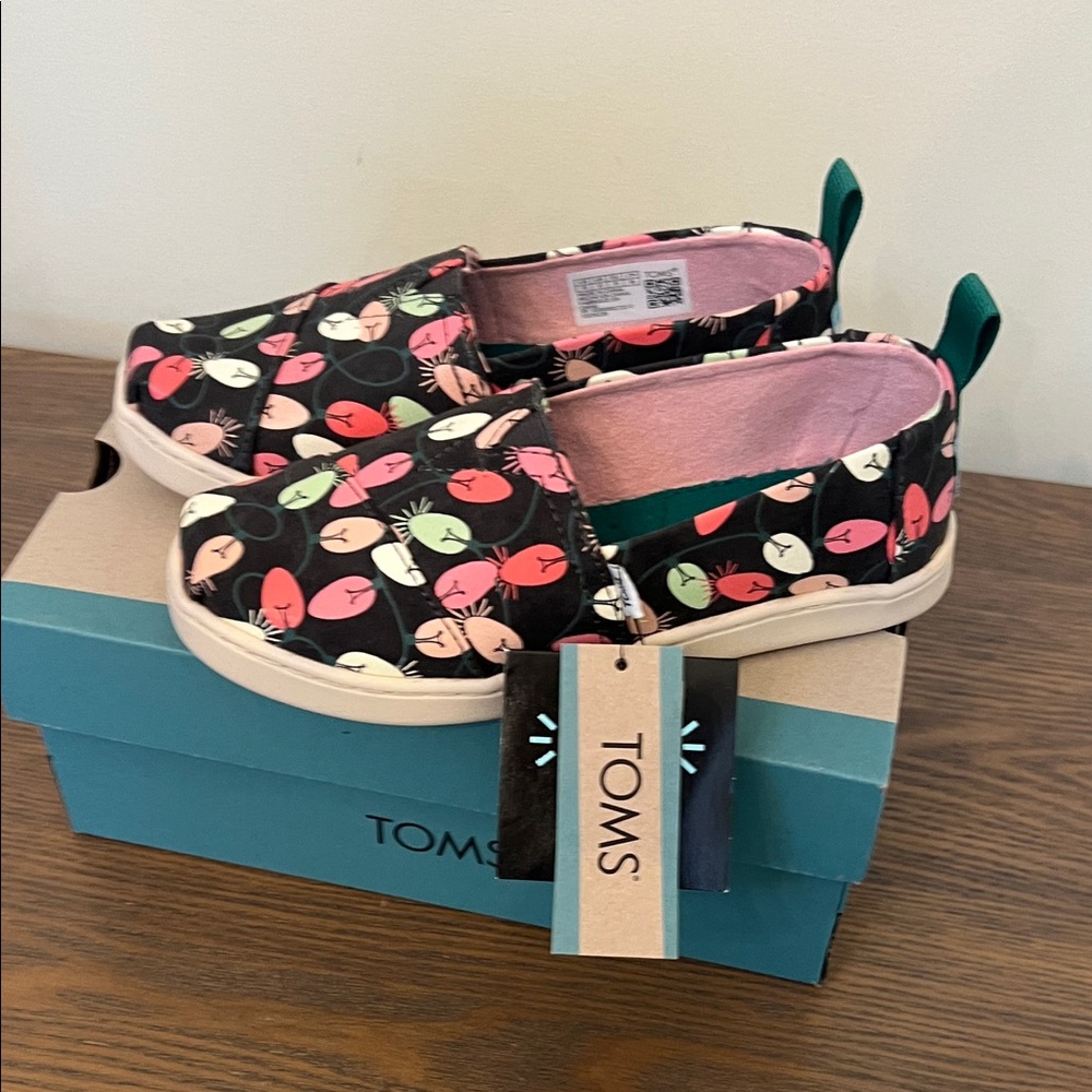 NEW 🎄TOMS Kids' Alpargata in Forged Iron Glow in the Dark Tree Lights-Size 13!
